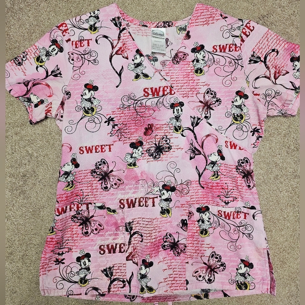 Womens Disney Valentine Scrub Top